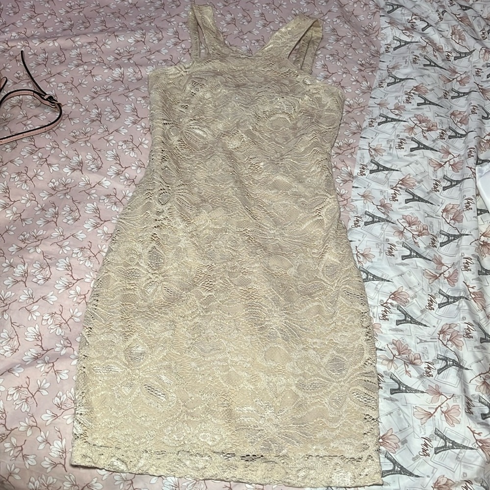 Gold Sparkly Lace Dress